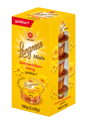Langnese Honig Minis Sommerblütenhonig goldklar in 5-er-Faltschachtel
