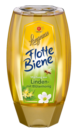 Studiobild Flotte Biene Linden- mit Blütenhonig im Dosierspender
