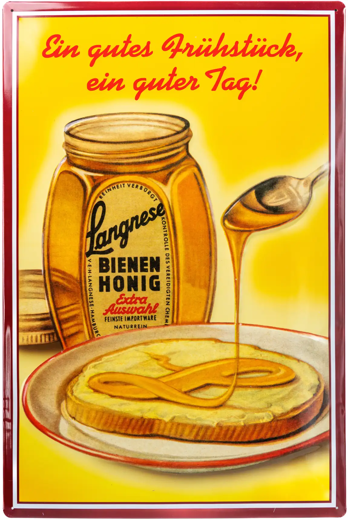 Altes Werbeplakat von Langnese Honig